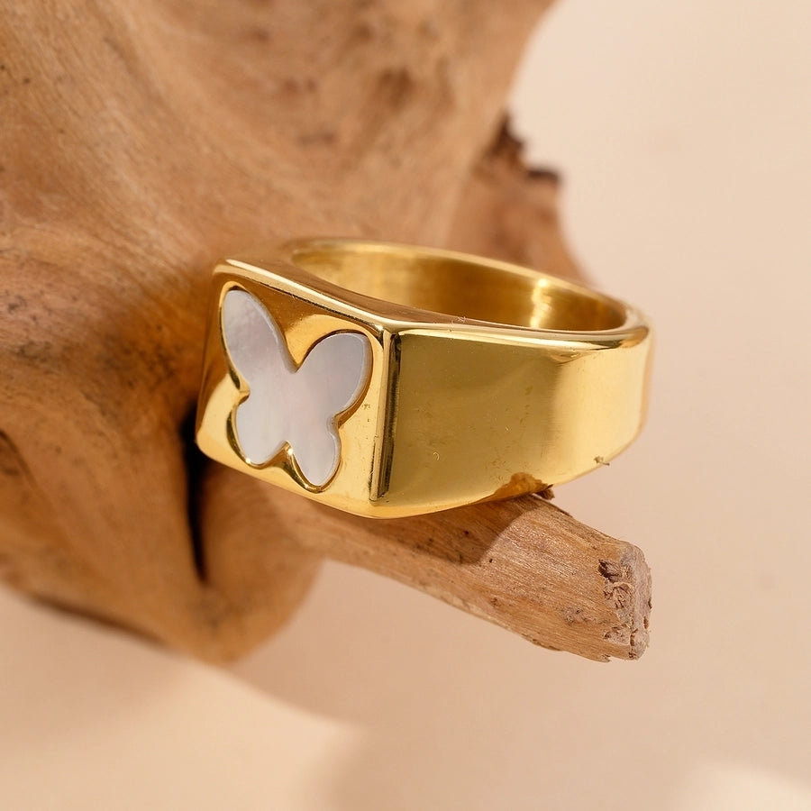 Modern-Day Babe Stainless-Steel 14K Gold Plated Rings
