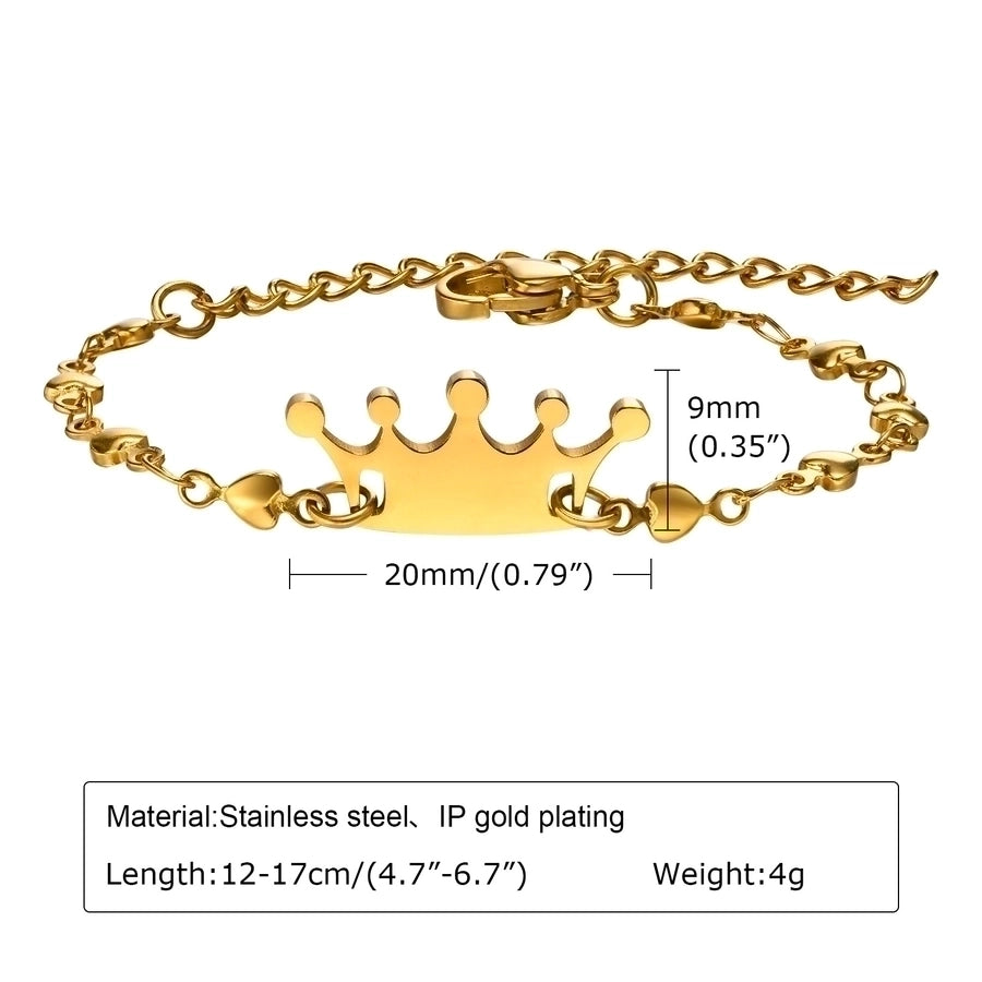 Crown Kids/Baby Stainless Steel 18k Gold Plated Bracelet