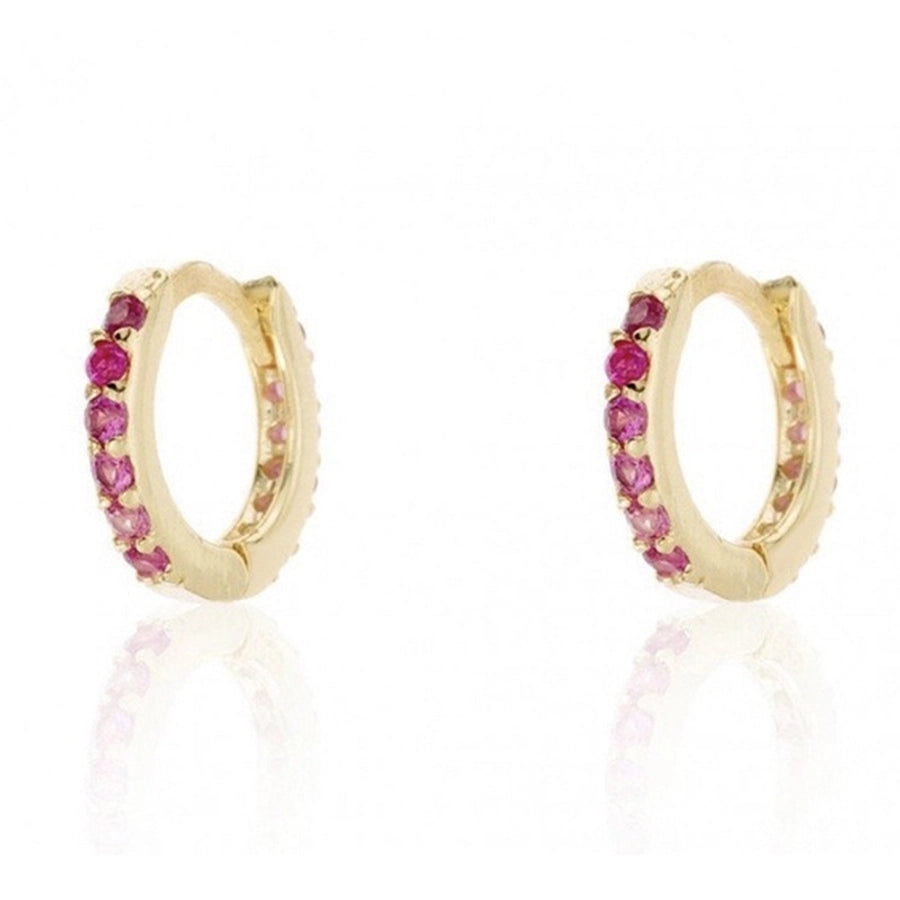 1 pair Round Snug Colorful Earrings Gold Plated Copper