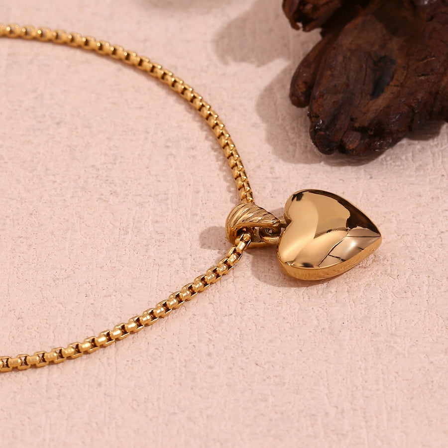 Love Me Beyond Heart Stainless Steel Zircon 18K Gold Plated Necklace