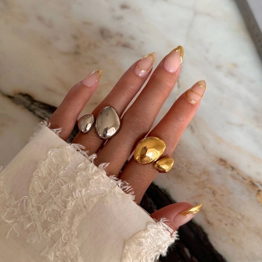 Unique Design Simply Elegant Stainless Steel 18K Gold Plated Ring