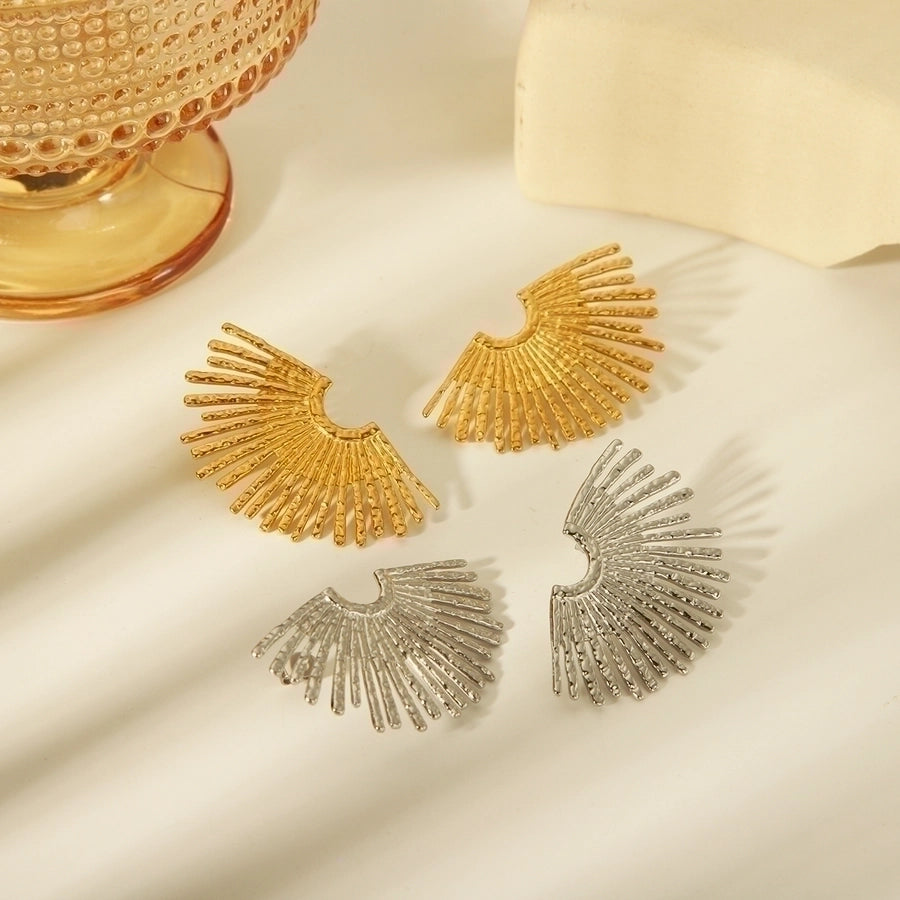 1 Pair Starburst Solid Color Stainless Steel, 18K Gold Plated Earrings
