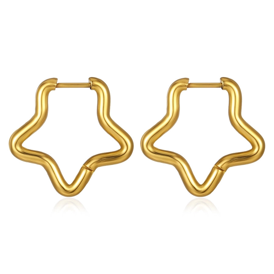 1 Pair Star Stainless Steel 18K Gold Plated Earrings