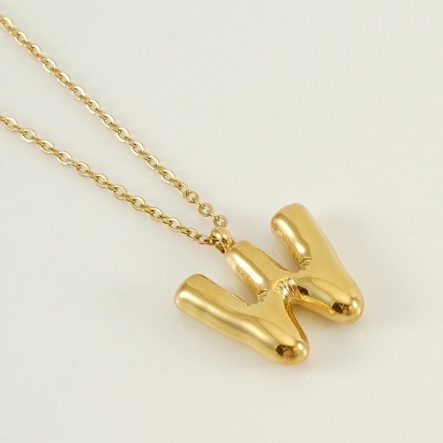 Level Up Letter Necklace Stainless Steel Titanium Steel 18K Gold Plated