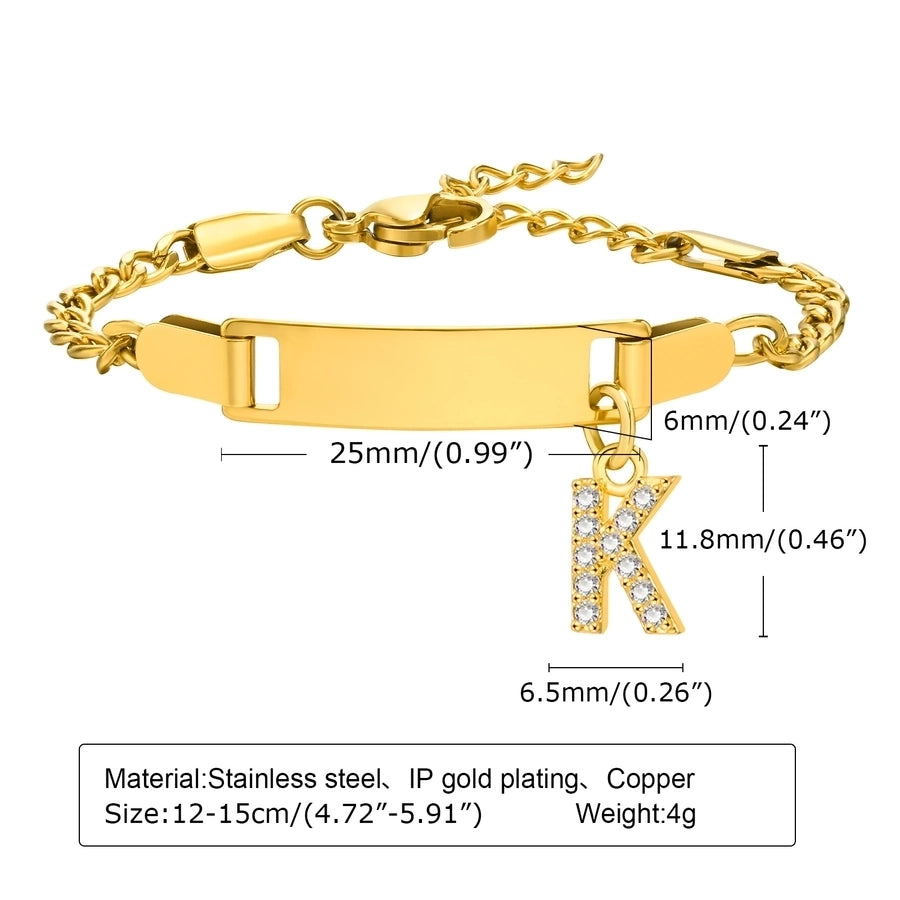 Initial Zircon Stainless Steel Bar Bracelet