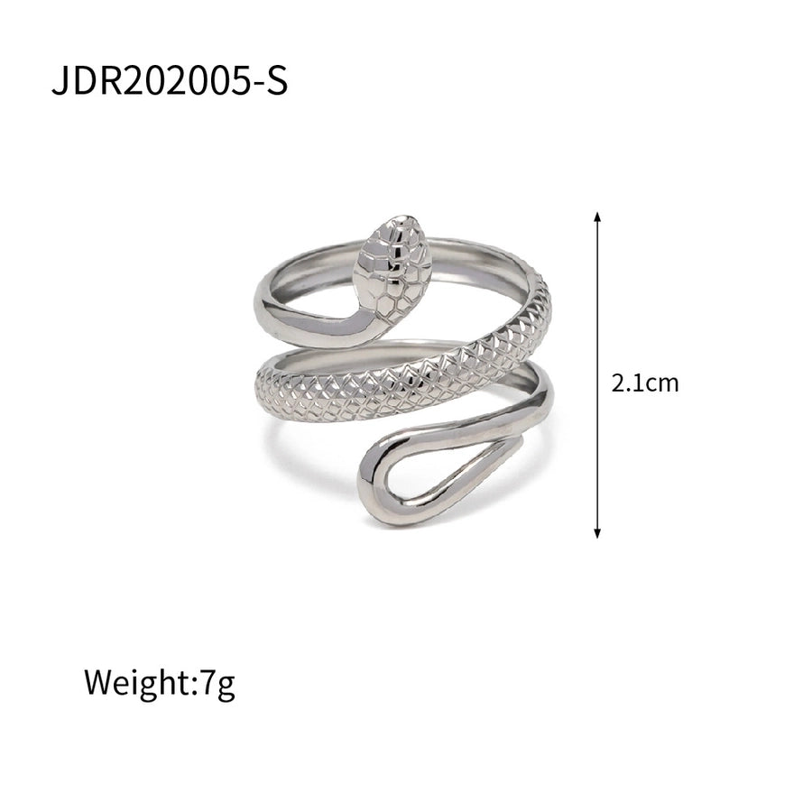 Wrap Snake 304 Stainless Steel 18K Gold Plated Open Ring