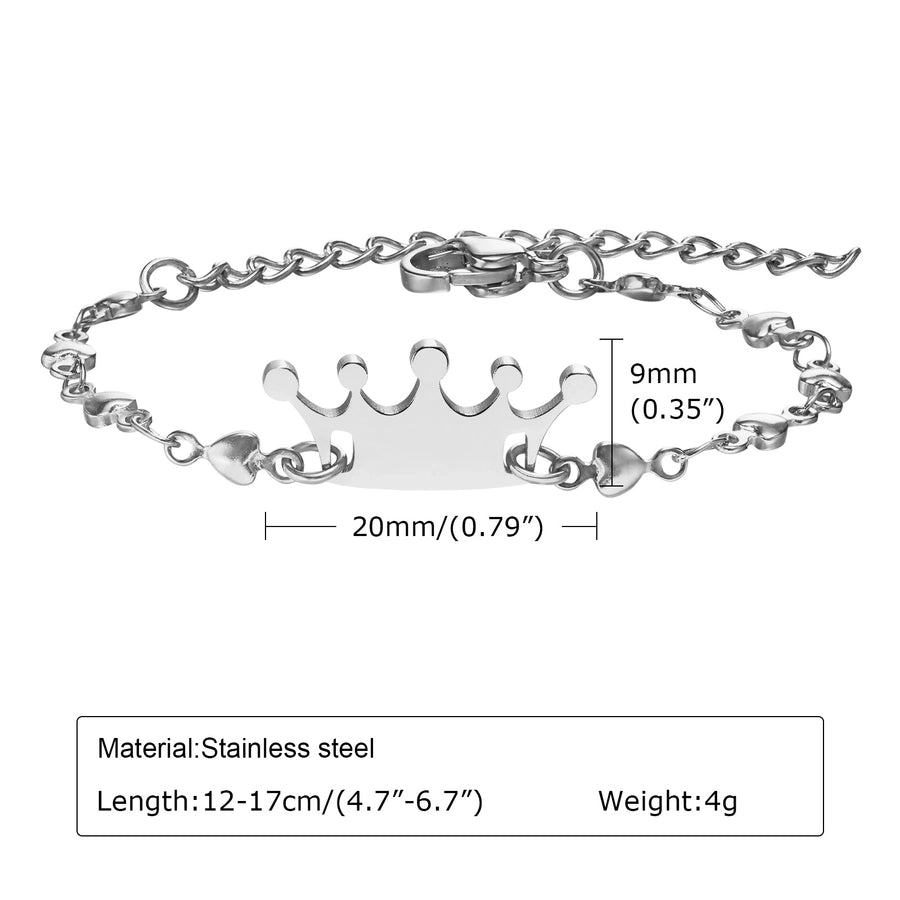 Crown Kids/Baby Stainless Steel 18k Gold Plated Bracelet