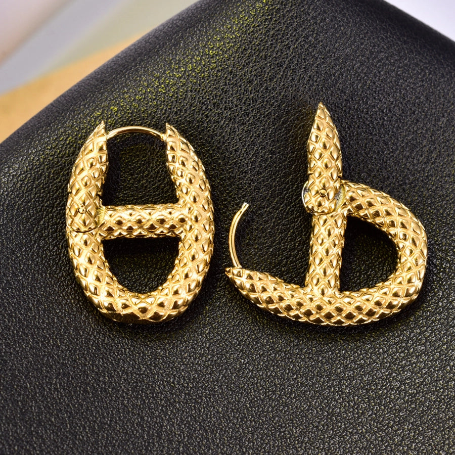 1 Pair Retro Boss Stainless Steel Titanium Steel 18K Gold Plated Earrings