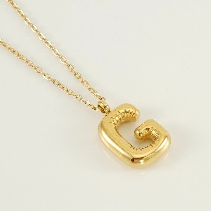 Level Up Letter Necklace Stainless Steel Titanium Steel 18K Gold Plated