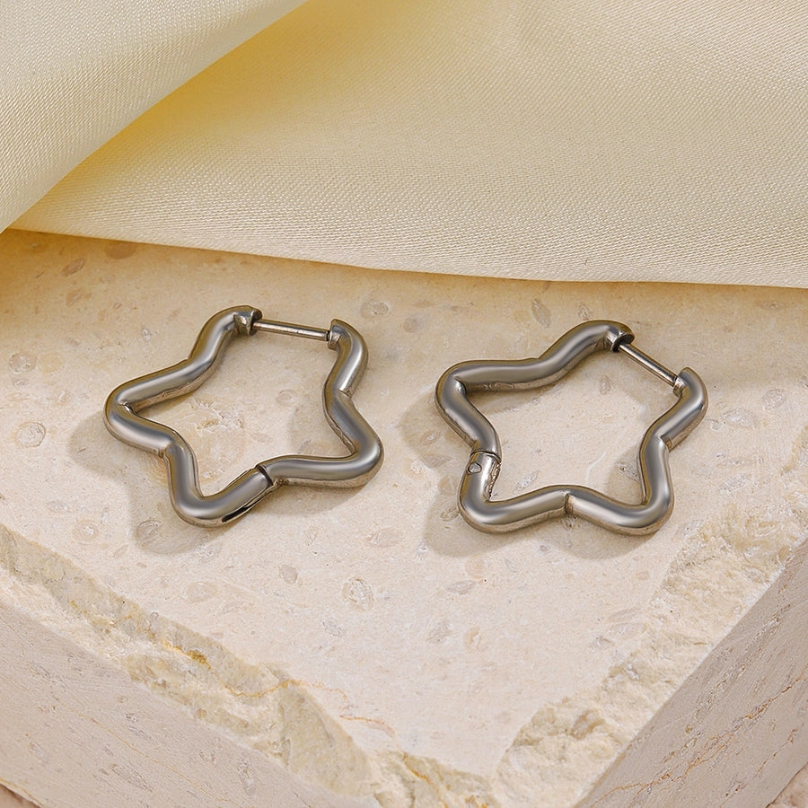1 Pair Star Stainless Steel 18K Gold Plated Earrings