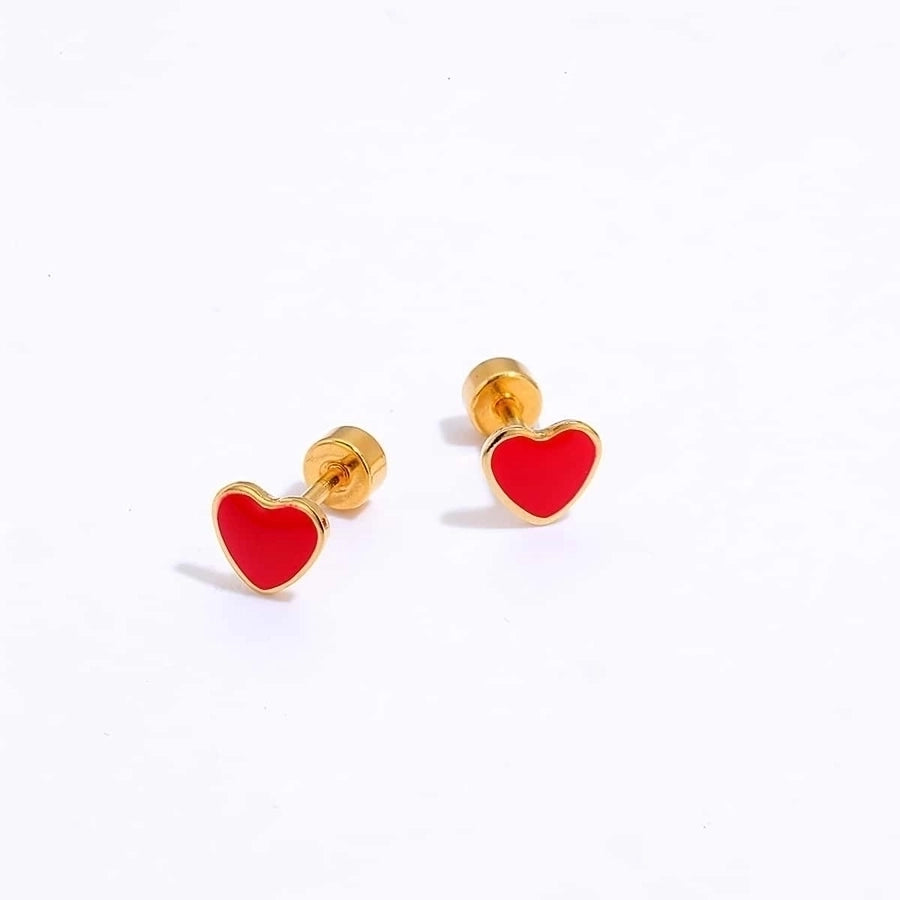 Heart Stainless Steel 18K Gold Plated Studs