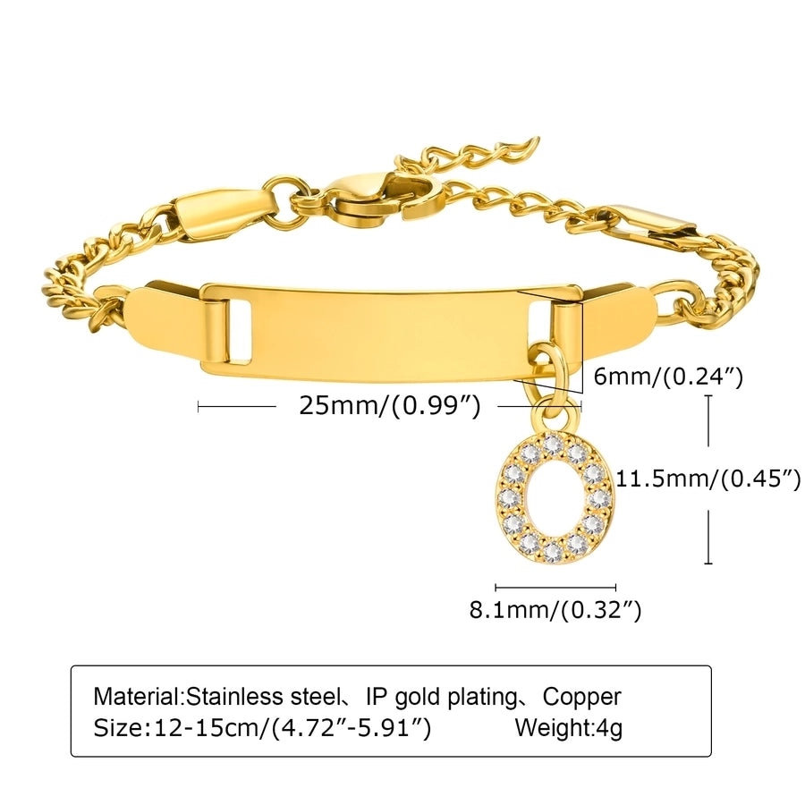 Initial Zircon Stainless Steel Bar Bracelet