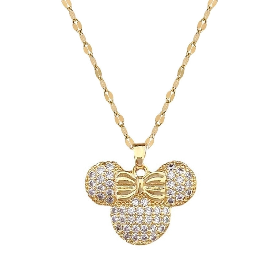 Girls Stainless Steel Copper Zircon Pendant Necklace