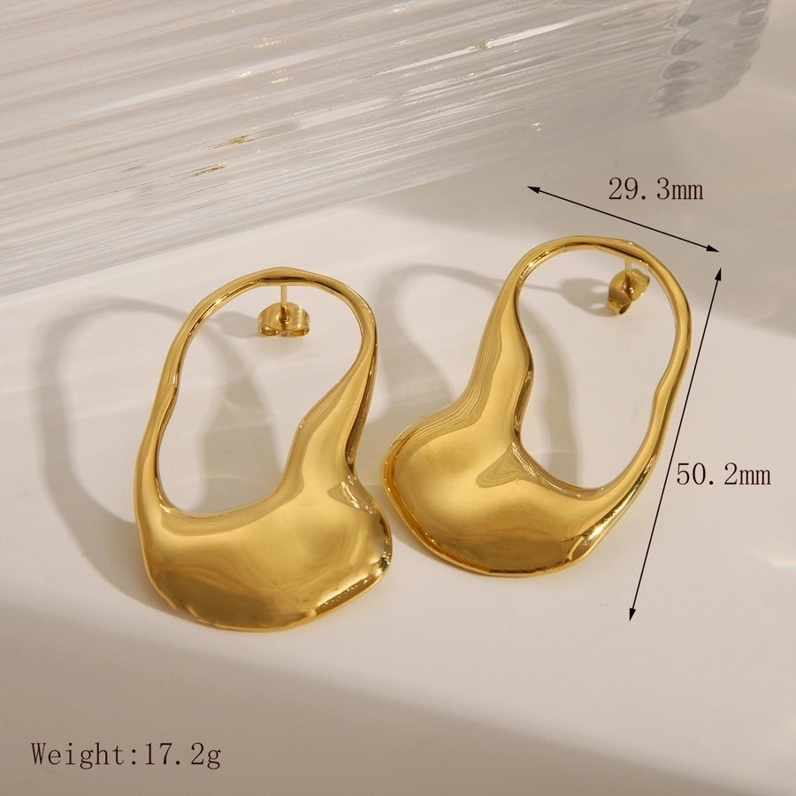 1 Pair Lux Style Solid Color Stainless Steel 18K Gold Plated Earings
