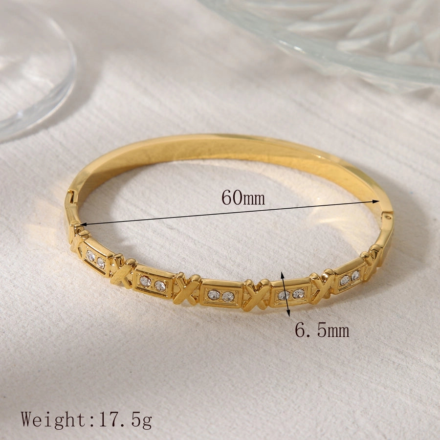 Keeping It Sophisticated Stainless Steel 18K Gold Plated Zircon Bangle