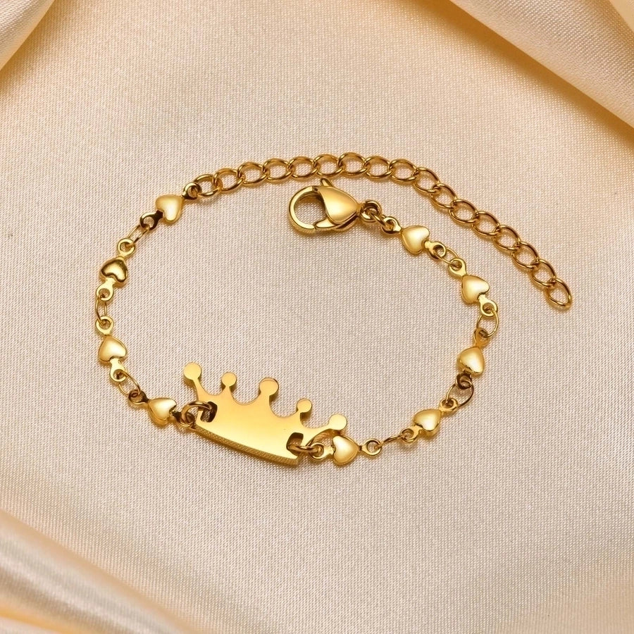 Crown Kids/Baby Stainless Steel 18k Gold Plated Bracelet