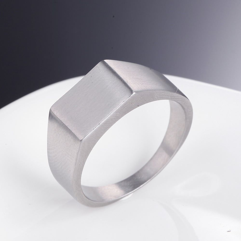 Classic Square Titanium Steel Ring