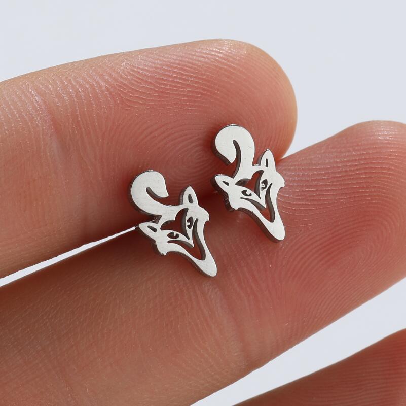 Hollow Animal Stud Earrings Stainless Steel 18K Gold Plated