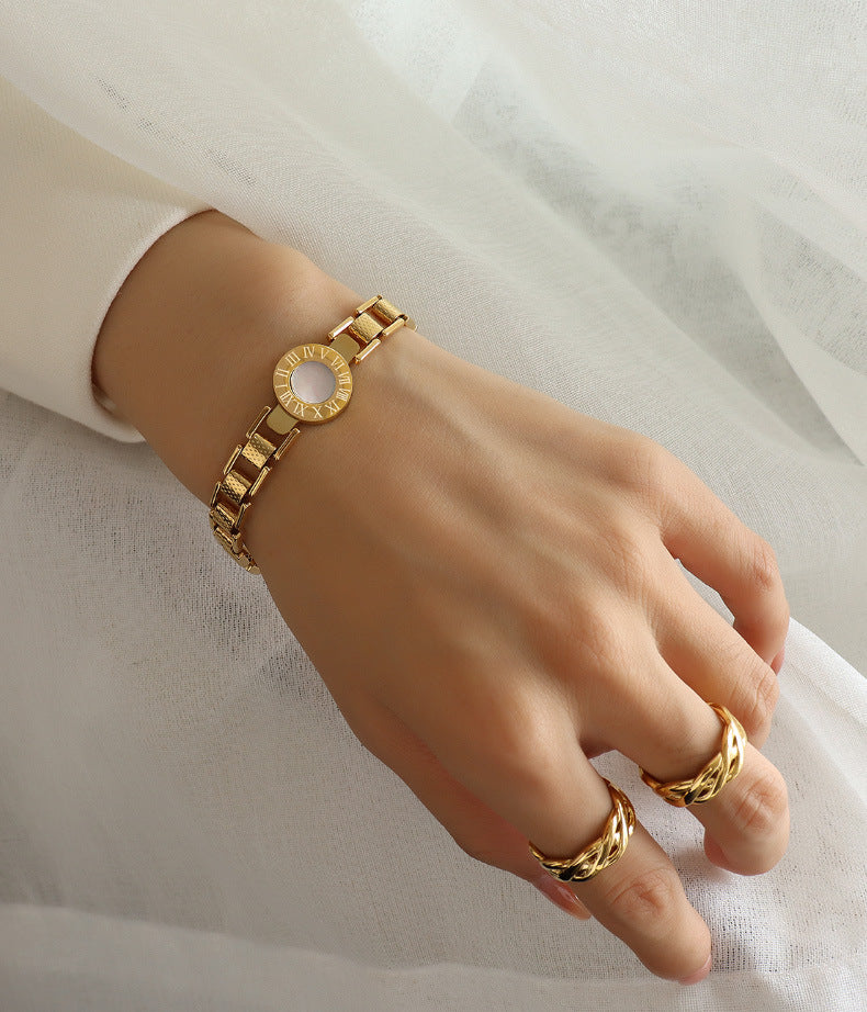 Stainless Steel 18K Gold Plated Shell Bracelet