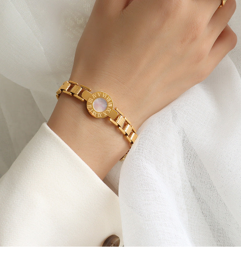 Stainless Steel 18K Gold Plated Shell Bracelet