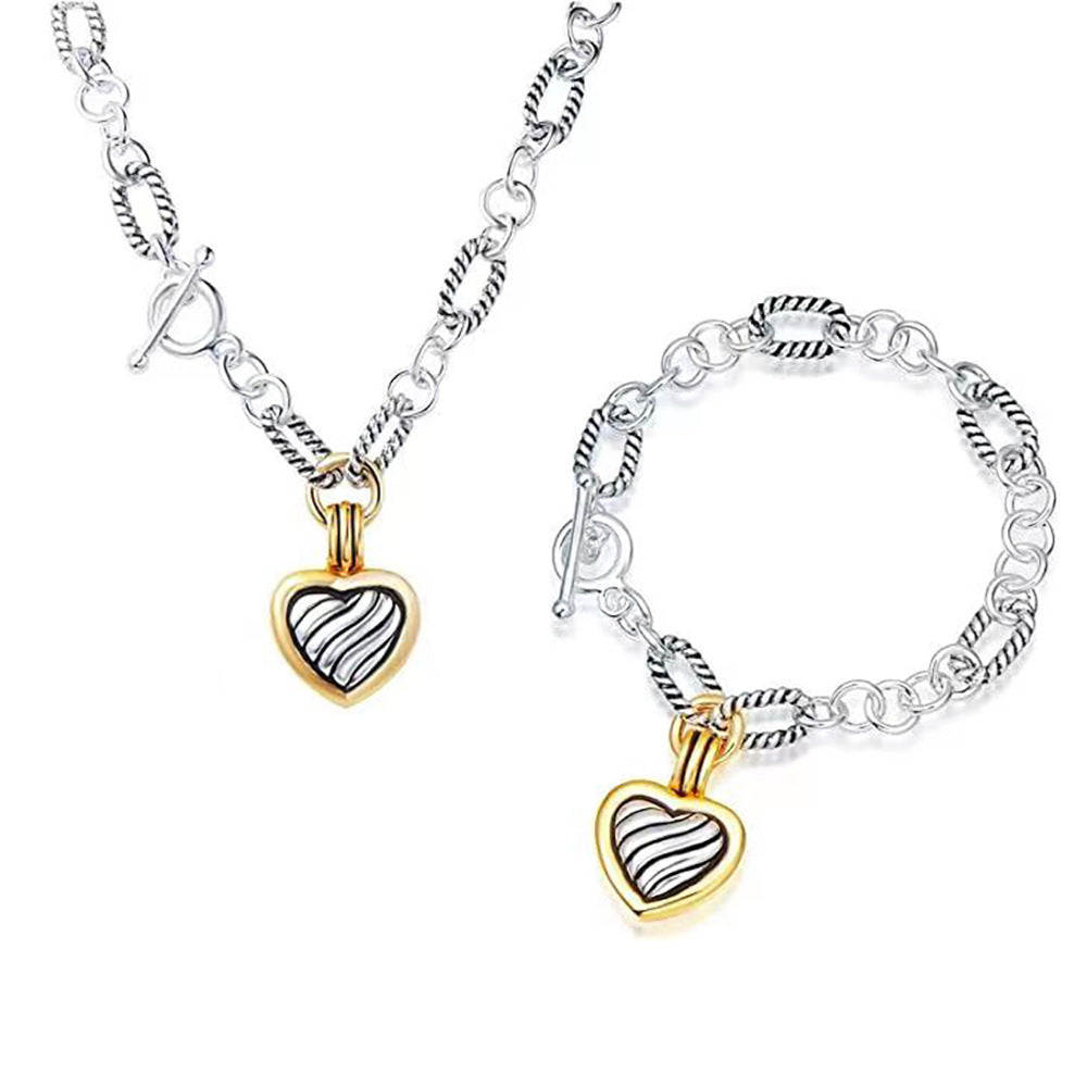 Heart of Vintage Titanium Steel Plating Necklace, Bracelet