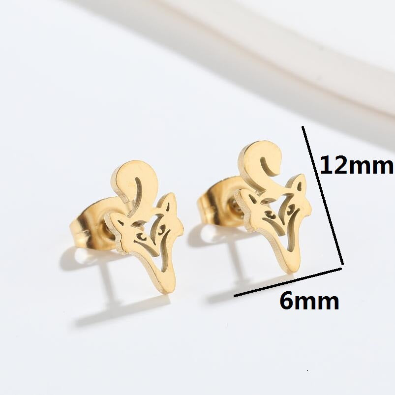 Hollow Animal Stud Earrings Stainless Steel 18K Gold Plated