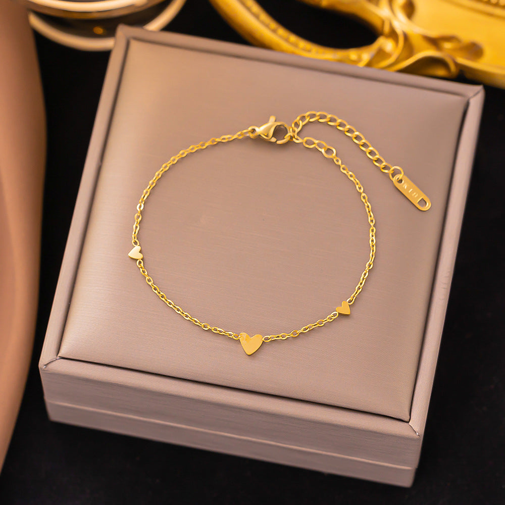 Heart Dainty Stainless Steel 18K Gold Plated Bracelet Necklace