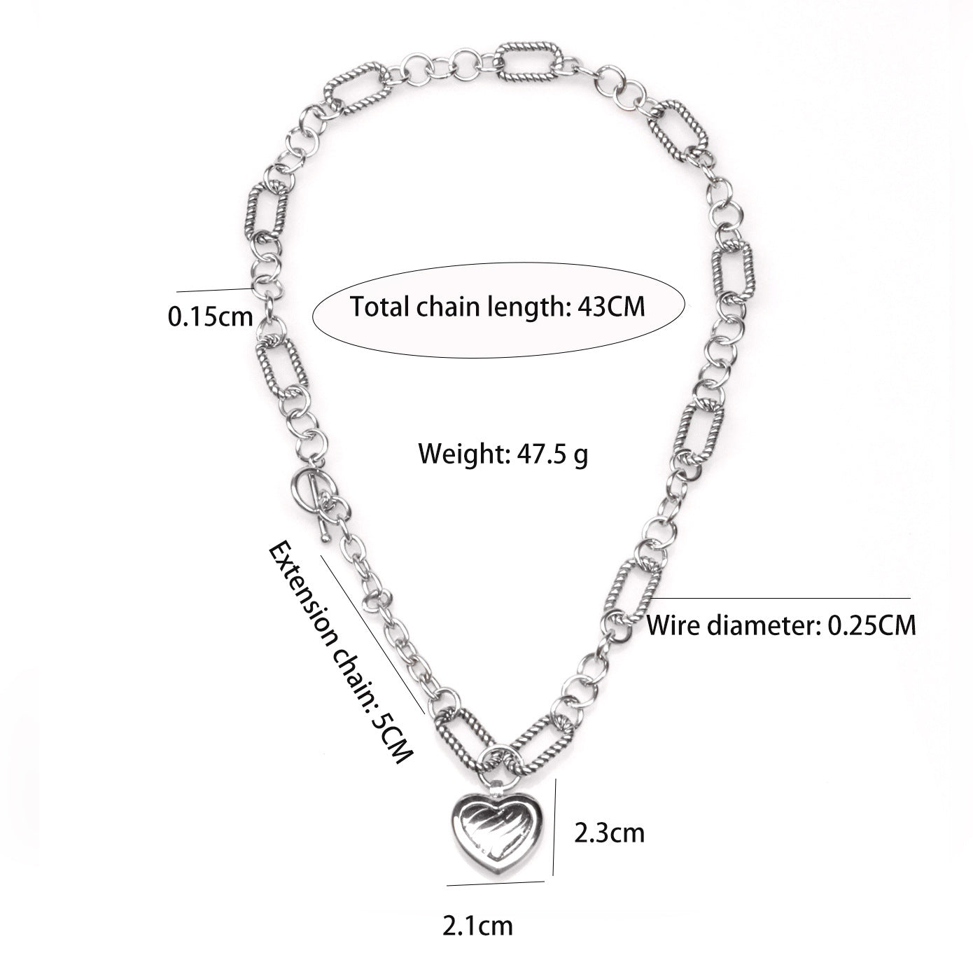 Heart of Vintage Titanium Steel Plating Necklace, Bracelet