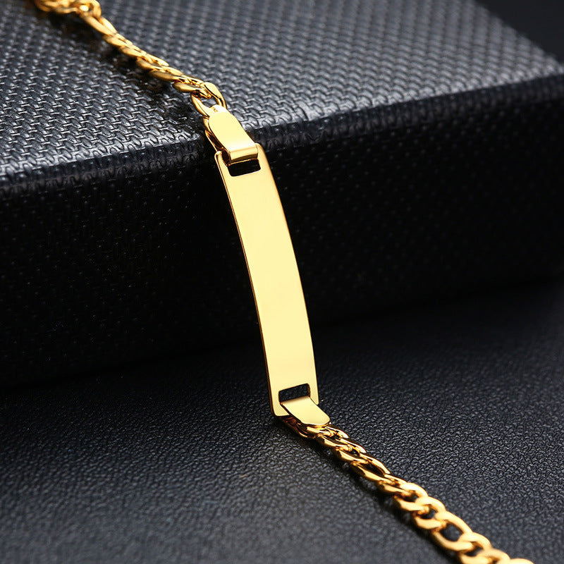 Bar Kid's Bracelet Stainless Steel 18K Gold Plated