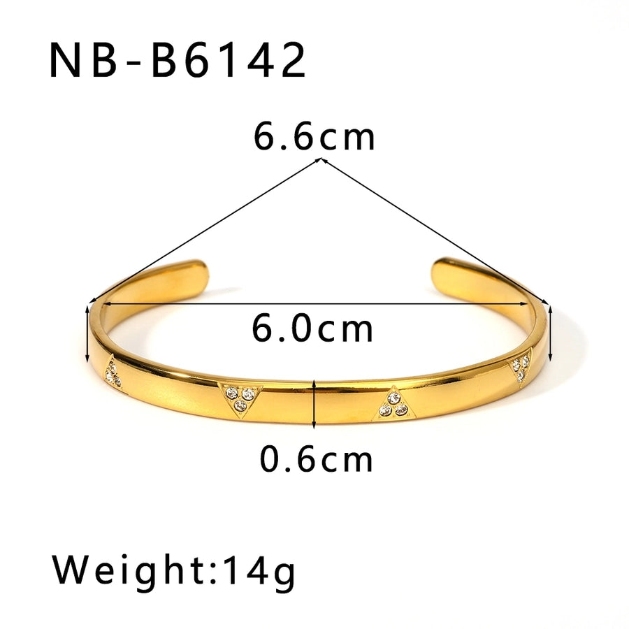 Simply Her Stainless Steel 18K Gold Plated Zircon Bangle