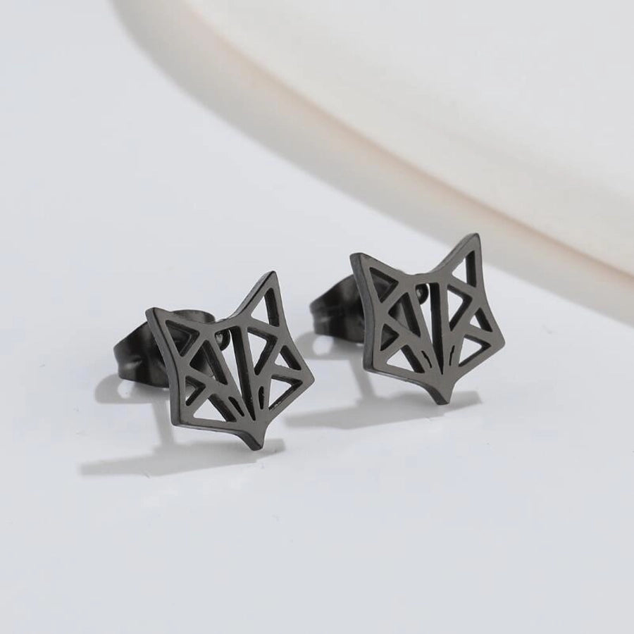 Hollow Animal Stud Earrings Stainless Steel 18K Gold Plated