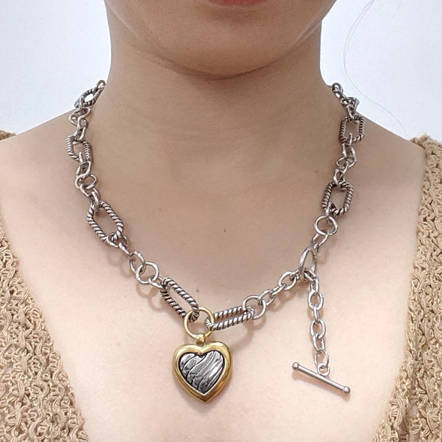 Heart of Vintage Titanium Steel Plating Necklace, Bracelet