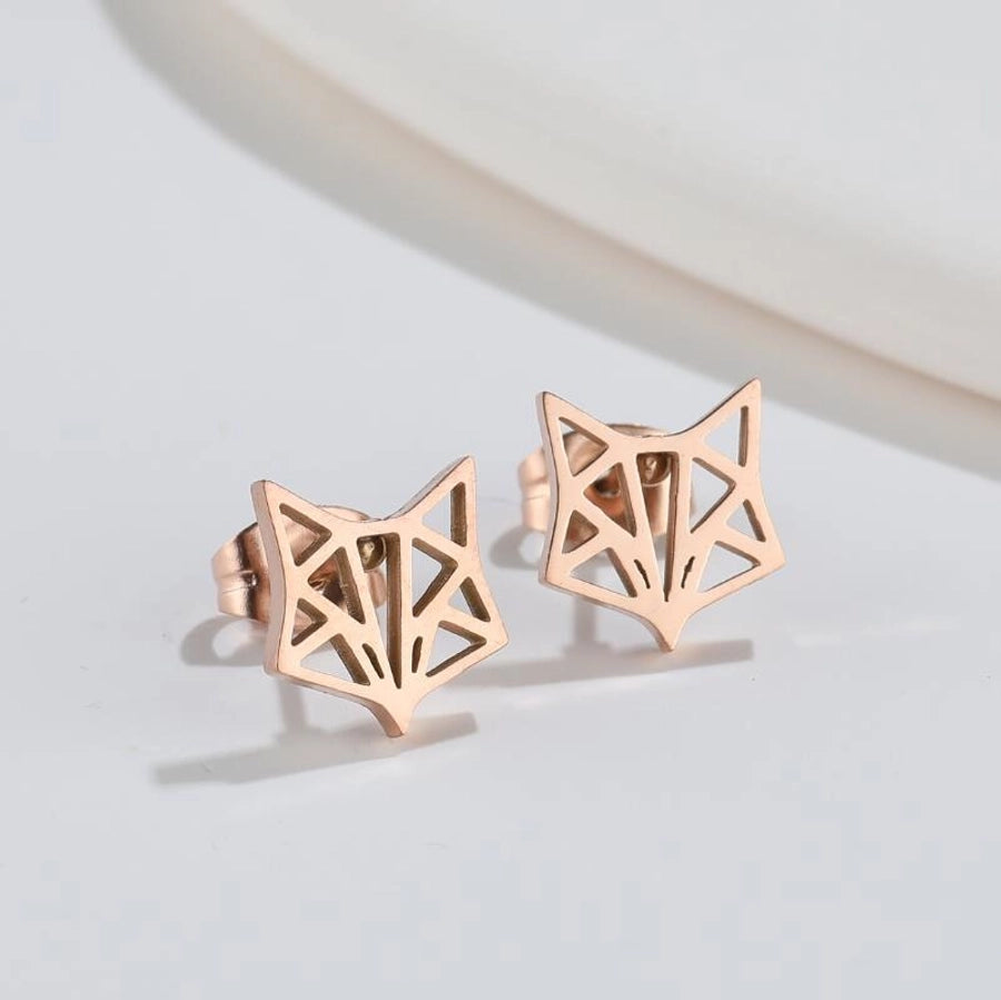 Hollow Animal Stud Earrings Stainless Steel 18K Gold Plated