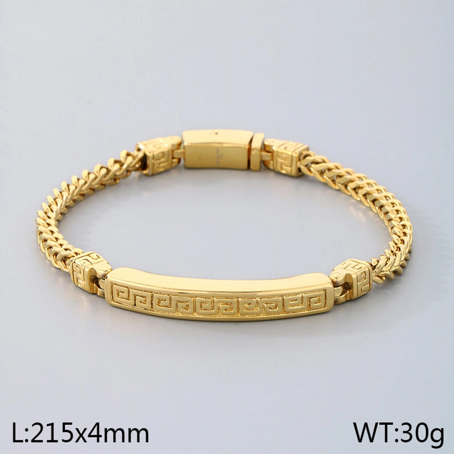 Clean Cut Stainless Steel 18K Gold Plated Men's Bracelet