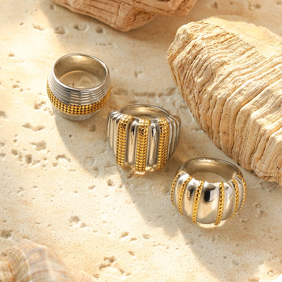 Versatile Vintage Style Rings - Stainless Steel 14K Gold-Plated Two-Tone Metal