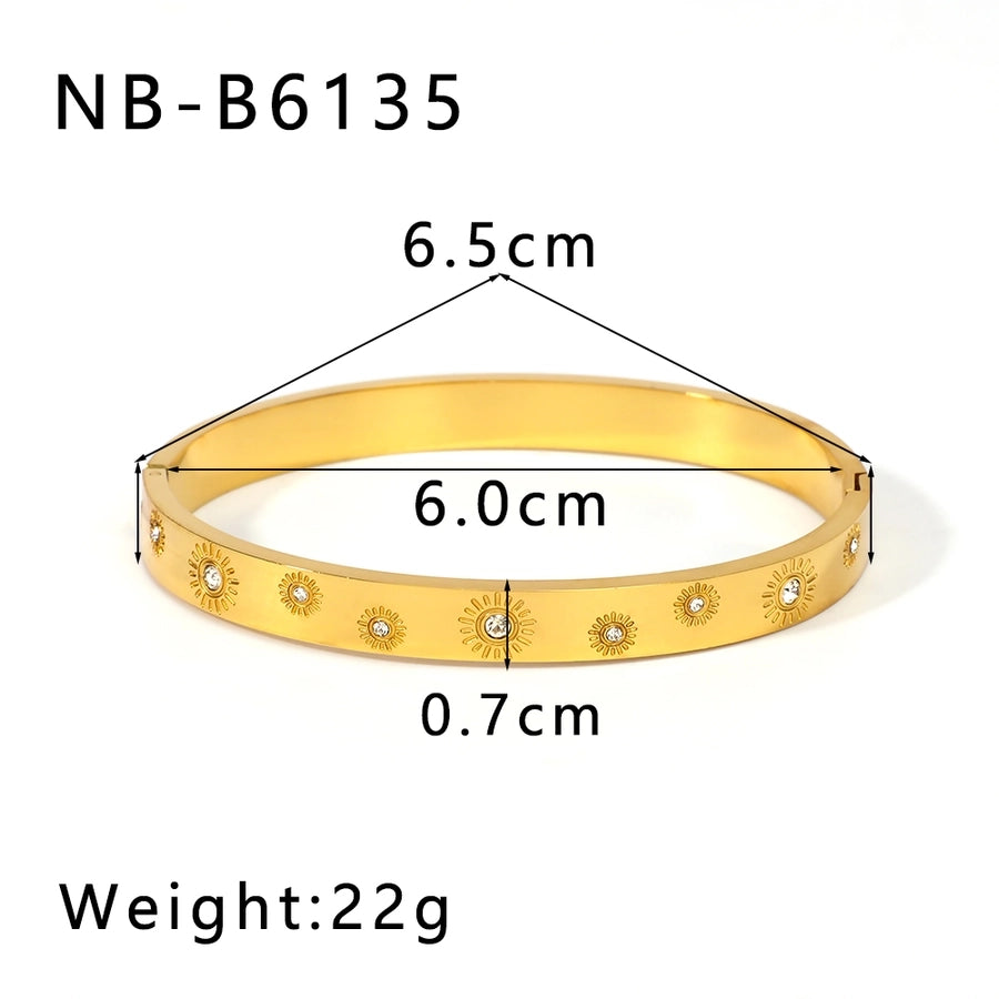 Simply Her Stainless Steel 18K Gold Plated Zircon Bangle