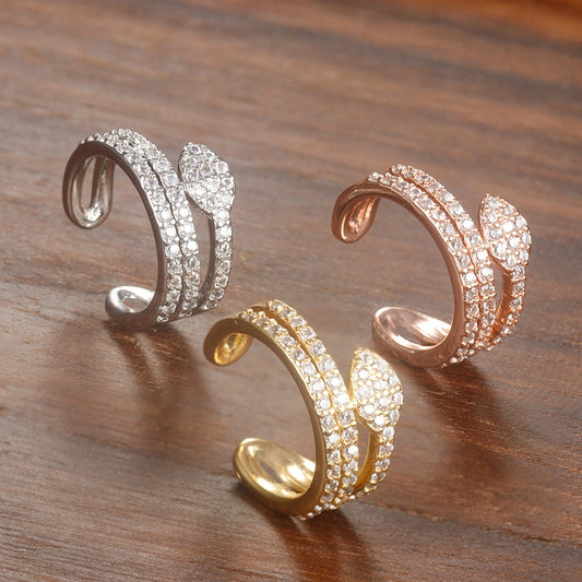 Diamond-Zircon Snake Ear Cuffs