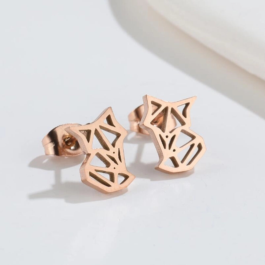 Hollow Animal Stud Earrings Stainless Steel 18K Gold Plated