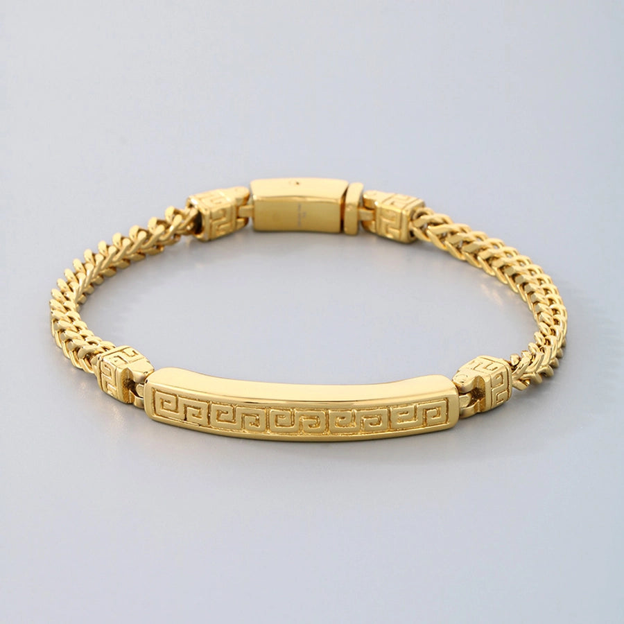 Clean Cut Stainless Steel 18K Gold Plated Men's Bracelet