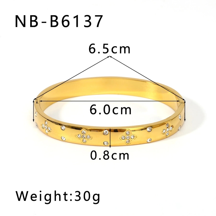 Simply Her Stainless Steel 18K Gold Plated Zircon Bangle