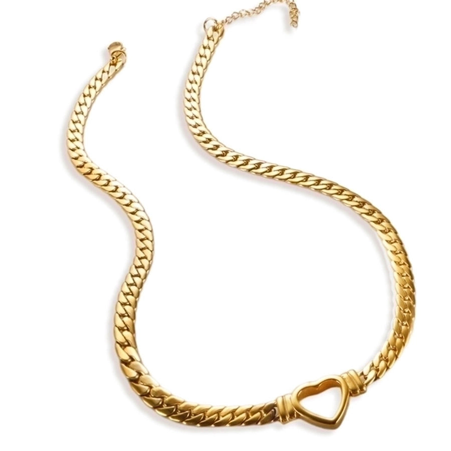 Hollow Heart Stainless Steel, 18K Gold Plated Necklace or Bracelet