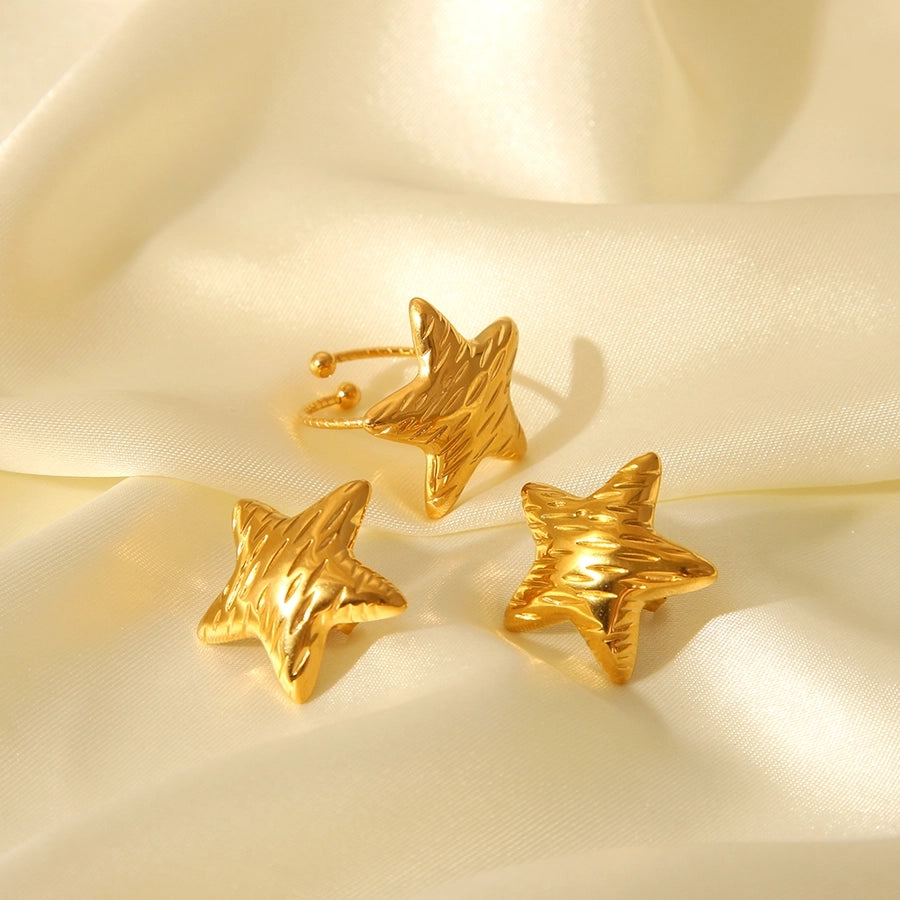 She's a Star Stainless Steel 18K Gold Plated Earrings, Ring