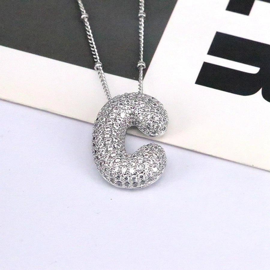 Collier Lettre Bulle Argent 