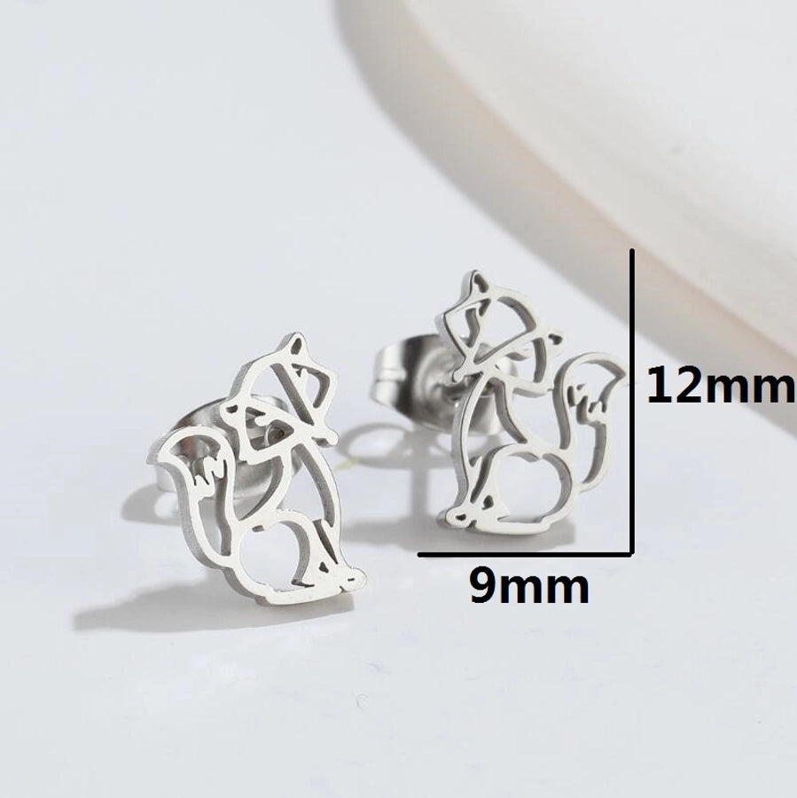 Hollow Animal Stud Earrings Stainless Steel 18K Gold Plated