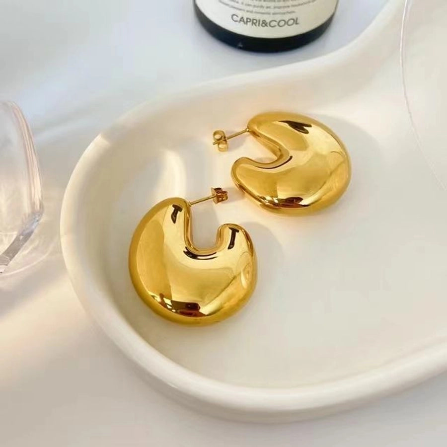1 Pair Fab Everyday Stainless Steel 18K Gold Plated Ear Studs