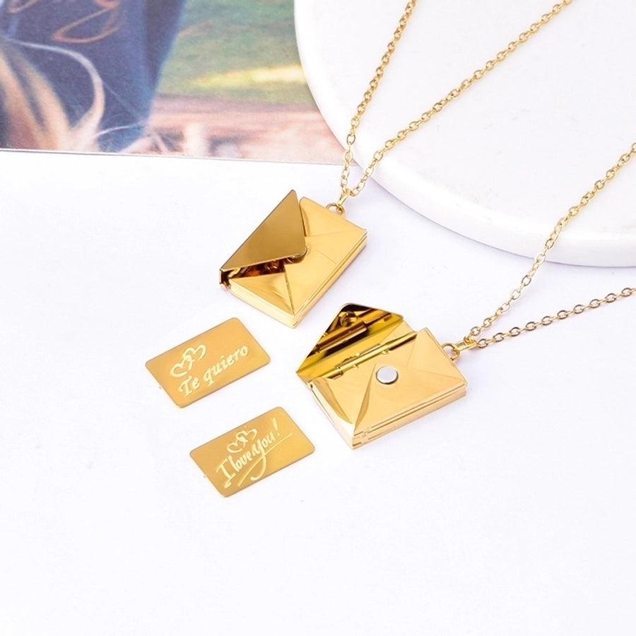 Special Delivery Envelope Necklace Stainless Steel 18K Gold Plated