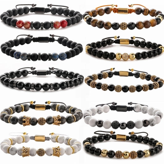 Men Drawstring Beaded Bracelets