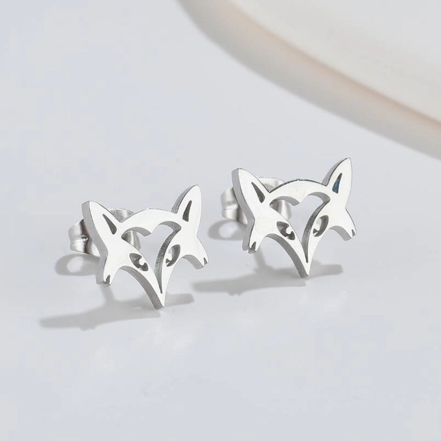 Hollow Animal Stud Earrings Stainless Steel 18K Gold Plated