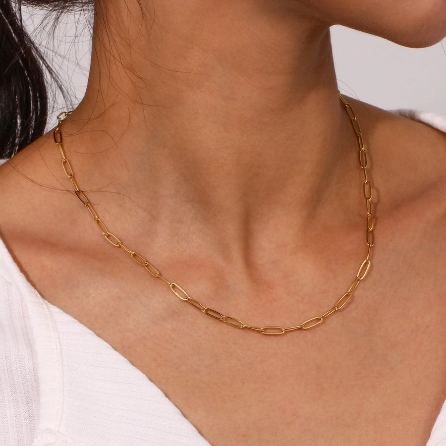 Clip Chain Stainless Steel 18K Gold Plated Necklace