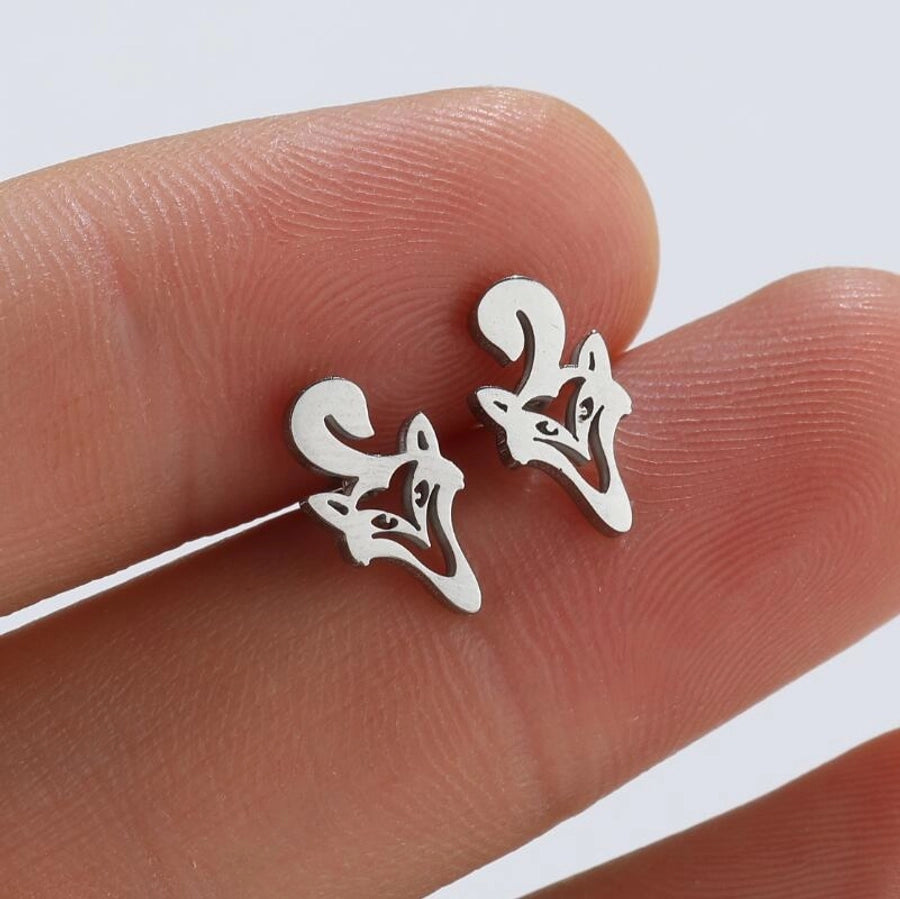 Hollow Animal Stud Earrings Stainless Steel 18K Gold Plated